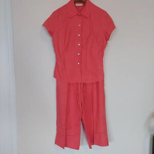 Valerie Separates 100% Linen Vintage Co Ord‎ Top Bottom Set Size Small Petite